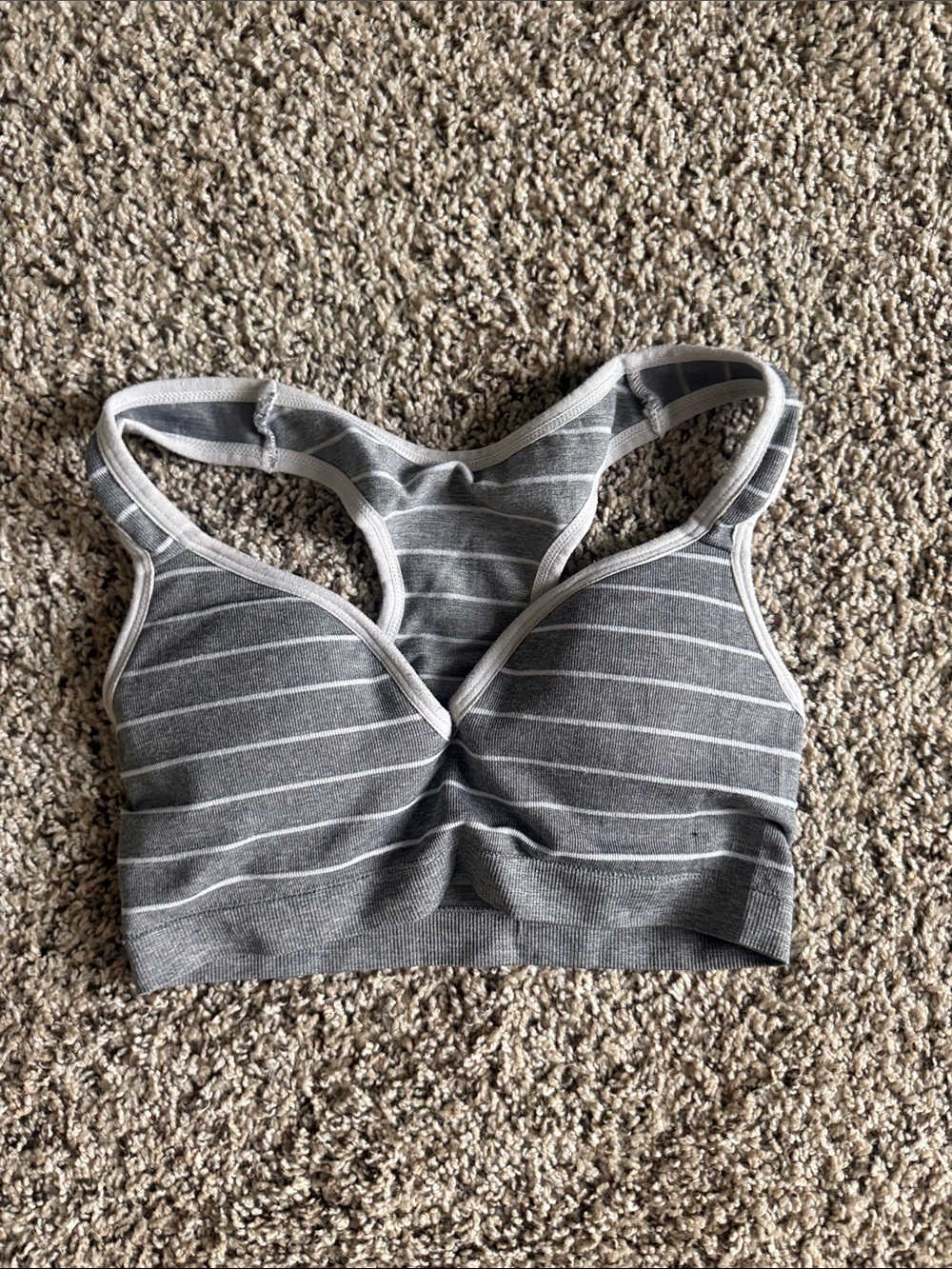 Seamless Gray Striped Racerback Bralette